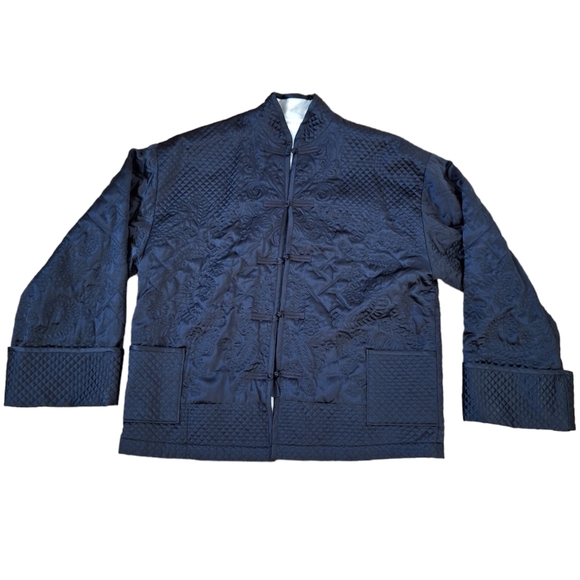 Victoria's Secret Collection 100% Silk Japanese Style Floral Quilted Jacket S - Picture 2 of 13